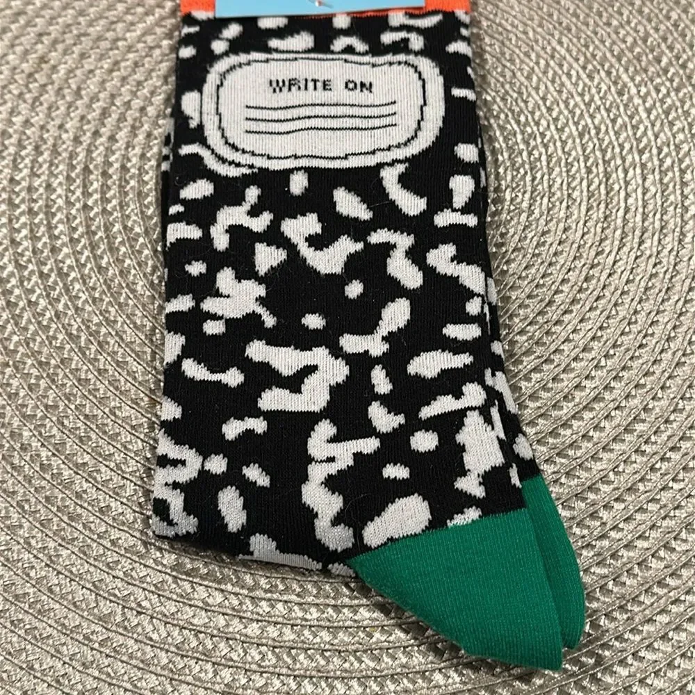 Paper Source Composition Socks NEW Unisex Crew Adult Socks
